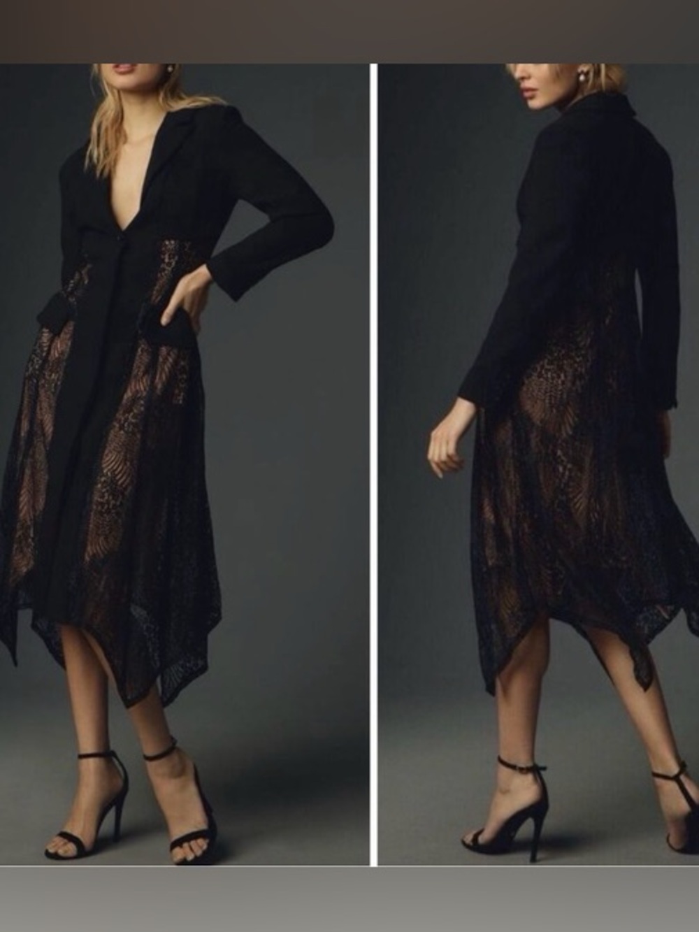 by Anthropologie | Lace Twofer Blazer Midi Dress Whimsical Gothic Size 2